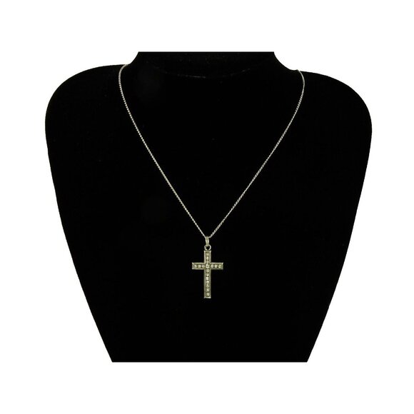 Cross Necklace French Silver on Chain Necklace - Picture 8 of 9